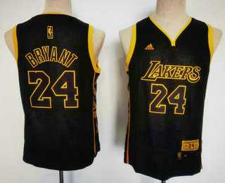 Youth Los Angeles Lakers #24 Kobe Bryant Black Golden Retired Commemorative Soul Swingman Jersey->nba youth jerseys->NBA Jersey